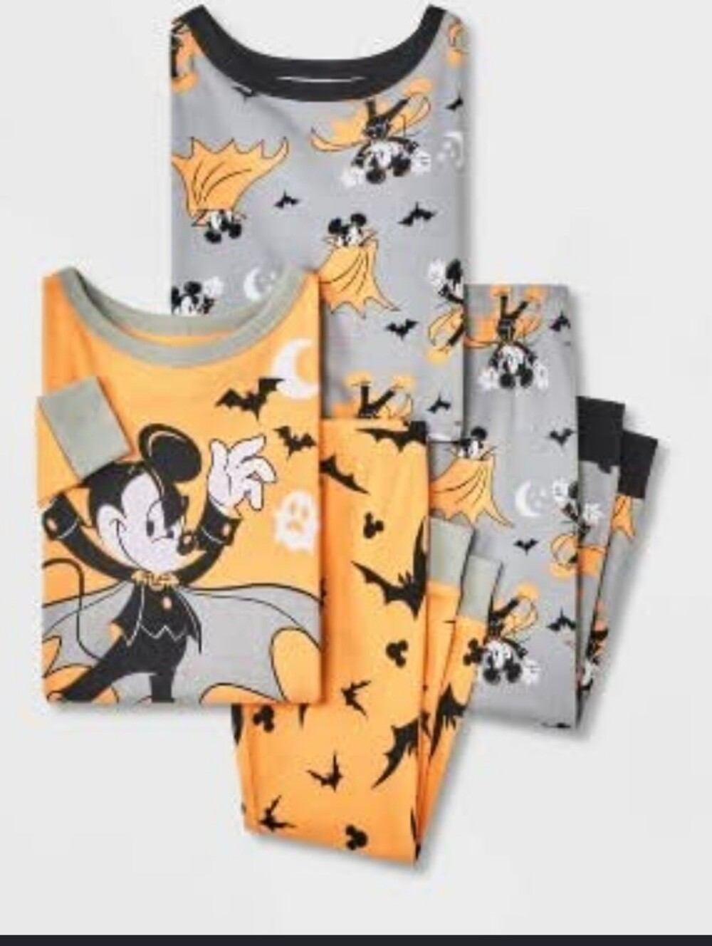 Disney Mickey Mouse Halloween Pajama Set - Orange & Gray 2 Pairs Size 18 Months